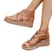 new Summer Sandals For Women, Wedge Heel With Rhinestones, Thick-soled Roman Sandals, Hollow Shoes,_vogvips.com