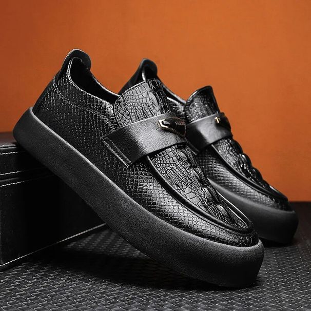 British Style Mens Fashion Leather Casual Spring Autumn Outdoor Office Slip-On Loafers Flat Skate Shoes Comfortable_vogvips.com