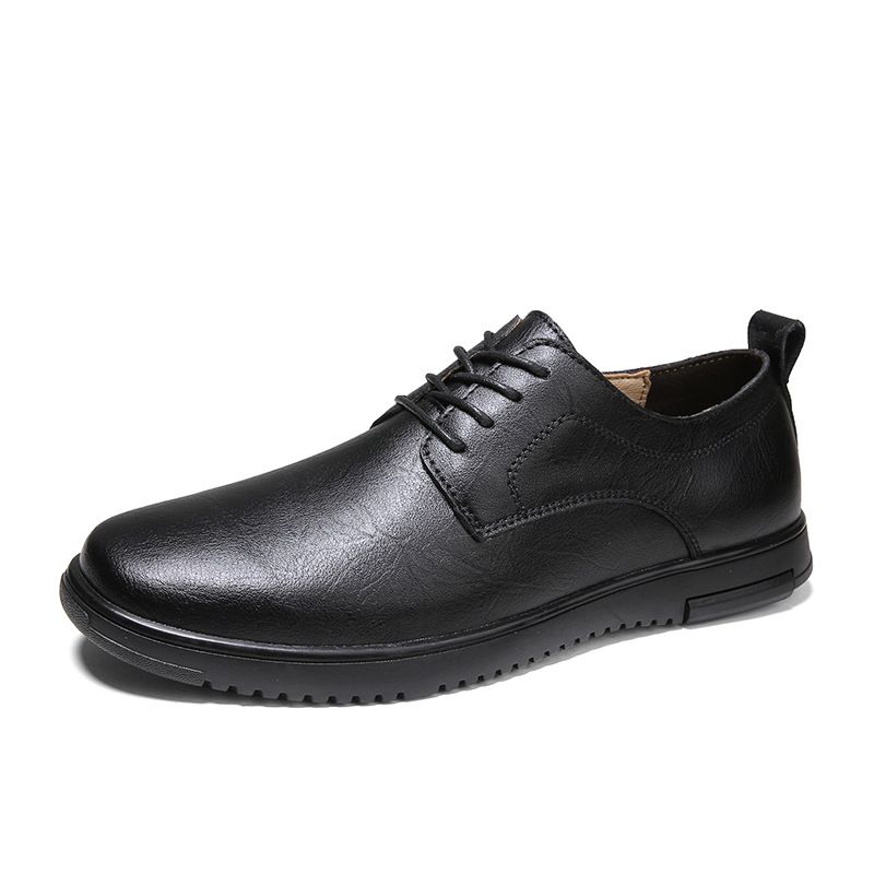 Men's Shoes Casual Pattern Leather Shoes Men's Soft-faced Leather Lace-up Flats_vogvips.com