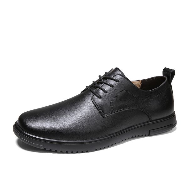 Men's Shoes Casual Pattern Leather Shoes Men's Soft-faced Leather Lace-up Flats_vogvips.com