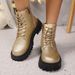 Women's Plus Size Martin Boots Side Zipper Platform Ankle Thick Sole British Style Black PU Suede Autumn New Style Size 43_vogvips.com
