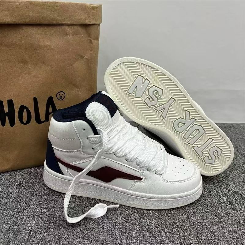 Color Blocked High Top Sneakers Hong Kong Style Women's Versatile Trendy Shoes For Autumn_vogvips.com