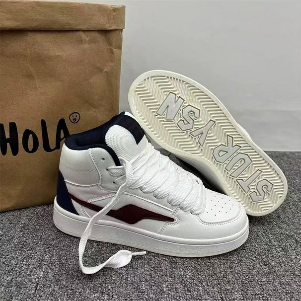Color Blocked High Top Sneakers Hong Kong Style Women's Versatile Trendy Shoes For Autumn_vogvips.com