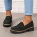 Women's Thick Loafers, Retro Solid-color Round-toed Overshoes, Full Artificial Leather Shoes_vogvips.com