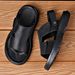 New Mens Slippers Handmade Summer Sandals Men Breathable Leather Slides Man Outdoor Antiskid Beach Shoes Comfy Half Drag_vogvips.com