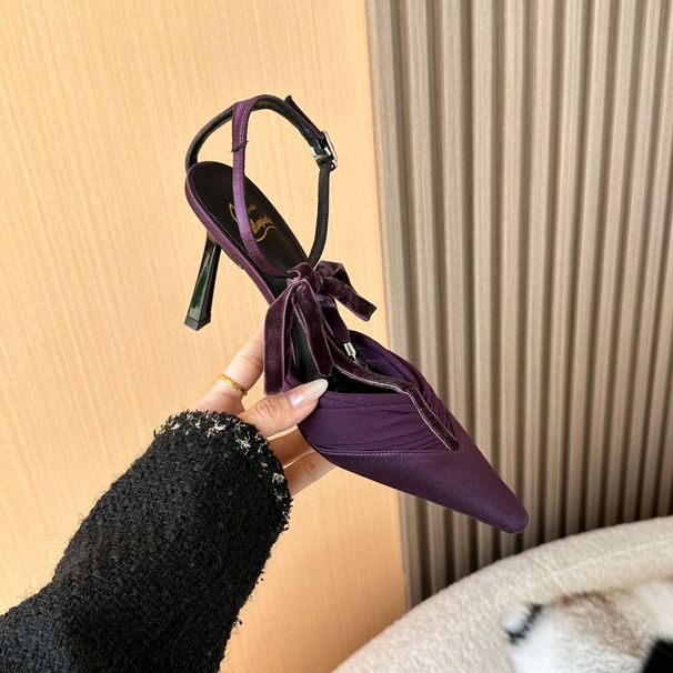 In Stock 26L10 Lace Mesh Pointed Toe High-heeled Shoes For Women, 2026 New Style, Thin Heel, Bowknot, Elegant And_vogvips.com