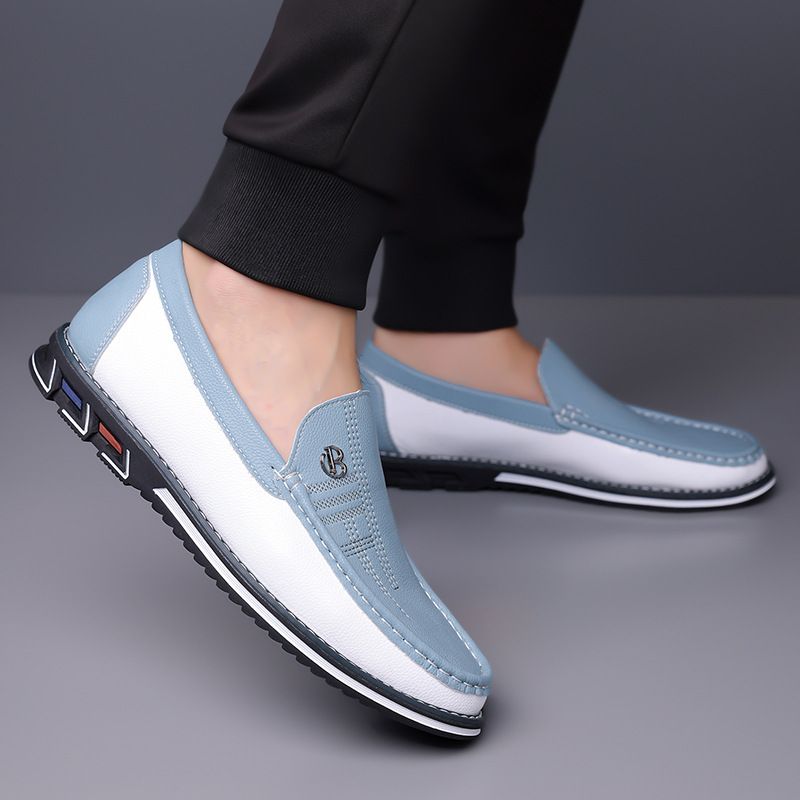 Men's Loafers Genuine Leather Breathable Spring And Autumn White Casual Leather Shoes Korean Style High-End Elegant Men'_vogvips.com