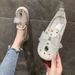 European Collection 2025 Spring/Summer New Women's Shoes: Rhinestone Bowknot Flats, Fashionable Flat Mesh Casual_vogvips.com