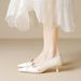 Pointed Single Shoes Women's Thin Heel Niche Design Cat Heel Cross Belt Shallow Mouth High Heels Soft Sole_vogvips.com