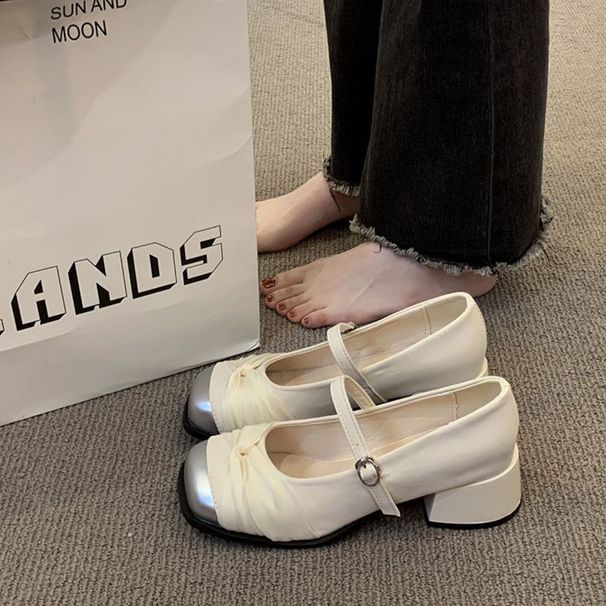 New Mary Jane For Petite Women, Spring And Autumn Small Leather Shoes, French-style Single Shoes To Match Skirts, Chunky_vogvips.com