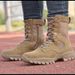 European Warm Series 021 New Brown High-Top Training Summer Men's Outdoor Hiking Wear-Resistant Combat Boots Ultra-Light Breathable_vogvips.com
