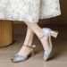 MTX Square High Heels Women, Hollow Bridesmaid Wedding New Chinese National Style Cheongsam Single Shoes, Chunky Heel Closed_vogvips.com