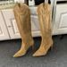 European American Women's Boots With Embroidery, New Foreign Trade Style, Chunky Wooden Heel, Western Slip-On Mid-Calf_vogvips.com
