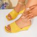 Large Size Open-toe Square Toe Slip-on For Women, Summer Outdoor Wear, New European And American Style Vacation Wedge_vogvips.com