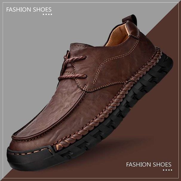 Italian Summer New Men's Casual Soft Sole Dad Pure Handmade Leather Shoes_vogvips.com