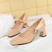 6292-K111 Banquet Mary Jane Women's Square Toe Shallow Mouth Patent Leather One Strap Rhinestone Buckle Chunky Mid Heel_vogvips.com