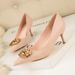 323-7 European And American Style Fashion Party Heels Women's Thin High Heel Shallow Mouth Pointed Toe Metal Buckle_vogvips.com