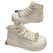 Thick-soled Casual Women's Shoes 2025 New Style Round-toe Lace-up Canvas Shoes_vogvips.com