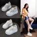 Mesh Dad Shoes Women's Casual Shoes French Round Head Thick Sole Heightening Student White Shoes_vogvips.com