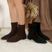Women's Slimming Pointed Toe Mid Heel Martin Boots Suede Back Zipper Short Boots Plus Size Winter New Style_vogvips.com