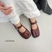 Retro Mary Jane For Women 2024 Spring/Summer New Sole Soft Surface Single Strap Fairy Shoes Gentle Flats_vogvips.com