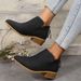 British Style Short Pointed Toe Martin Boots 2024 Large Size Chunky Heel Back Zipper Single Shoes_vogvips.com