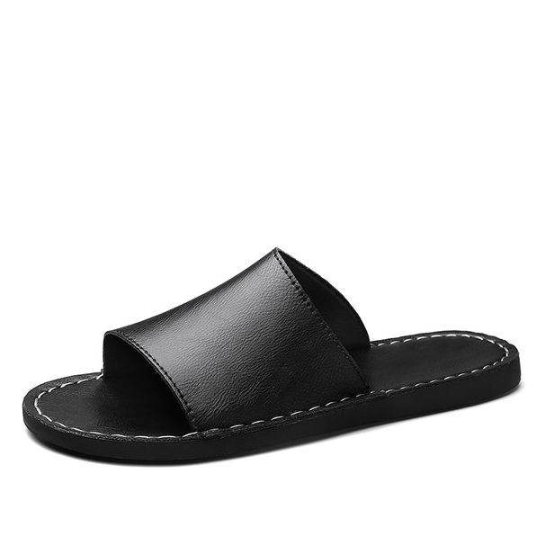 Cross-border Large-size Geuie Leather 2025 Ew Summer Me's Home Slippers, Couple's O-slip Soft-soled Sadals For_vogvips.com