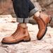 European Warm Series 2025 Autumn Winter Martin Men Trendy Versatile Genuine High-top British Style Yellow Leather Boots Workwear Men's Shoes_vogvips.com