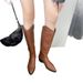 Autumn Winter Fleece-Lined Clearance Sale Chunky Heel French Pointed Toe Western Cowboy Slimming Over-the-Knee High_vogvips.com