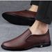 Men's Leather Shoes Style Low-top Retro Round Head Leather Shoes Dress Foot Loafers_vogvips.com