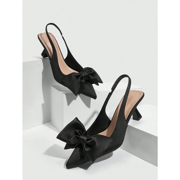 Women's New Line With Bow Bow Mid-heel Pointed High Heels_vogvips.com