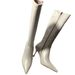 Black Knight Over-the-Knee Long Boots Simple Pointed Toe Solid Color White Slim Adult High Heel Elastic Elegant Korean_vogvips.com