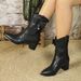 326-90 Women's Pointed Thick Heel Bow Casual Fashion Martin Elegant And Tall Women's Boots_vogvips.com