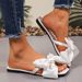 Cross-border Foreign Trade Versatile Slip-on Flat For Women, 2026 New Model, Solid Color Bowknot Fashion Beach Sandals_vogvips.com