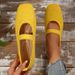New Large-size Hollow-out Fly-knit Flat Women, Breathable Slip-on Square-toed Work Shoes For All Seasons,_vogvips.com