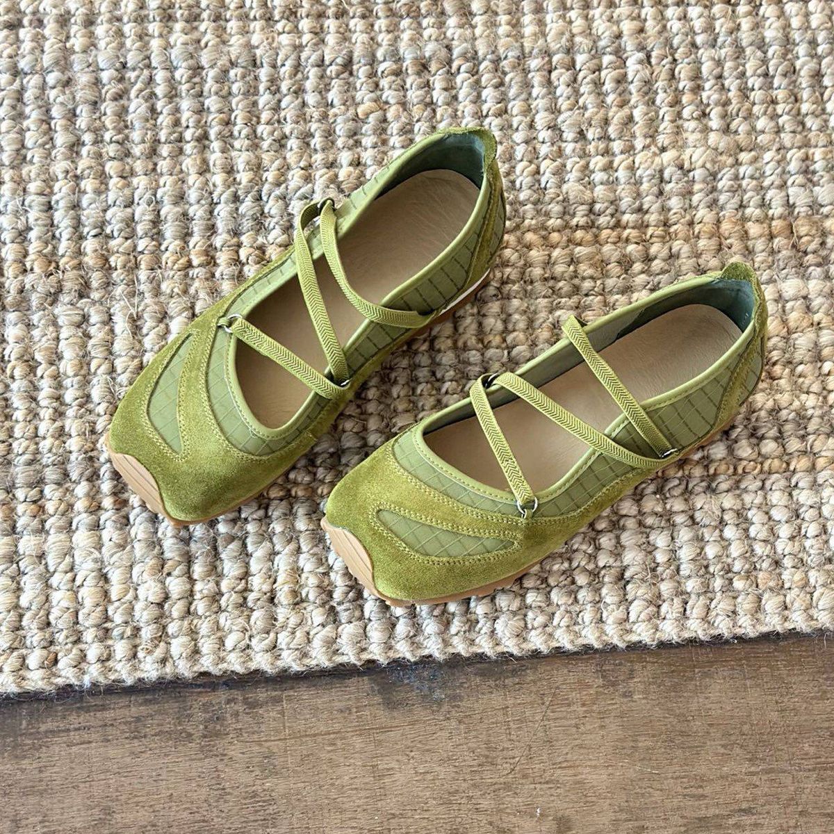 Trendy Retro Cross-strap Mary Jane For Women, Square-toed Shallow Ballet Flats With Soft Soles, Comfortable And_vogvips.com