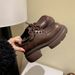 Women S Classic British Style Loafers With Chunky Sole Genuine Leather Slip On Brown Black Sizes Lace Up_vogvips.com