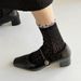 2025 Pleated Square Toe Thick Heeled Mary Jane Shoes, French One-piece Belt With Light Mouth Brown High Heels, Versatile_vogvips.com