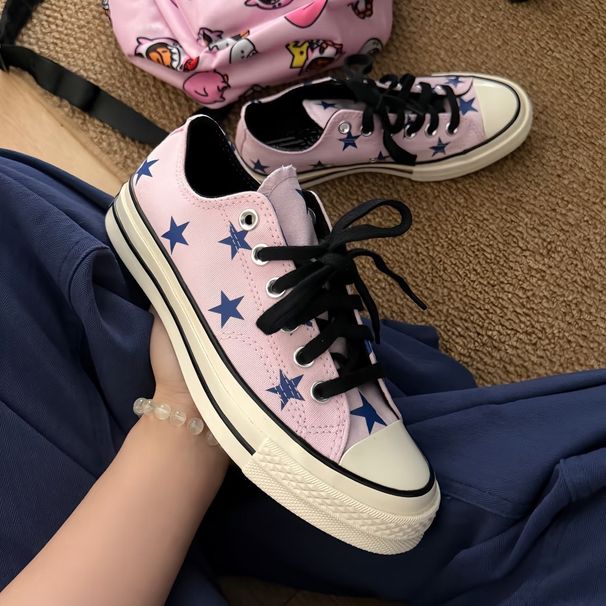 New Chuck 70 Stars Pink Star Print Low-Top Canvas Shoes Women, Summer Sneakers For Men A17820c_vogvips.com