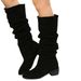 New Pleated Long For Women, Plus Tall Martin Boots With Thick Suede And Piled Heels_vogvips.com