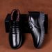 Men's Winter Warm Lined PU Leather Shoes With Non-Slip Sole, Thickened Casual Boots For Cold Weather Cotton Shoes For Elderly Men's Cotton Shoes_vogvips.com