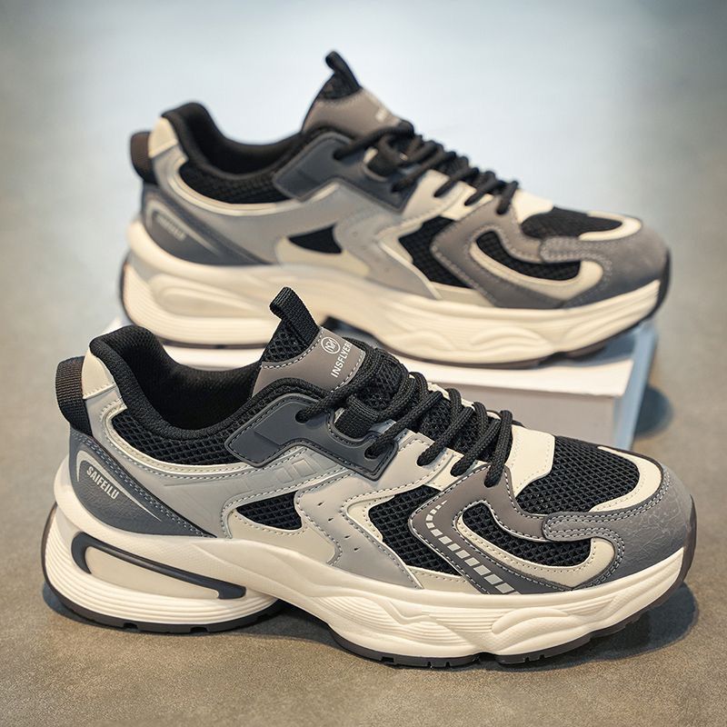 Summer 2026 New Breathable Mesh Sneakers Men's Versatile Thick-Soled Casual Dad Trendy Shoes_vogvips.com