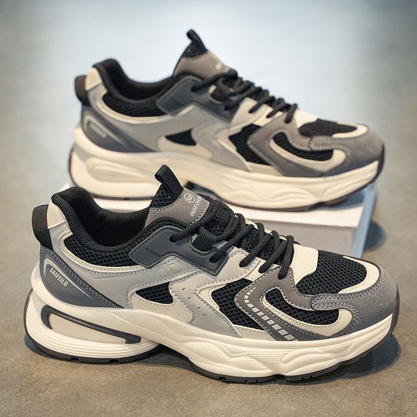 Summer 2026 New Breathable Mesh Sneakers Men's Versatile Thick-Soled Casual Dad Trendy Shoes_vogvips.com