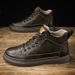 Casual Medium Tube Men's Shoes High-top Velvet Martin Boots Hand-scratched Simple Cowhide Board Shoes Men_vogvips.com