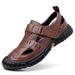 Men's Sandals 2025 Summer New Hollow Breathable Hole Men's Leather Anti Slip Casual Versatile Dad Shoes_vogvips.com