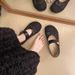 Thick-soled Inner Height-increasing Single Shoes Women's Woven One-pedal Velcro Mary Jane Shoes With Skirts Casual Shoes_vogvips.com