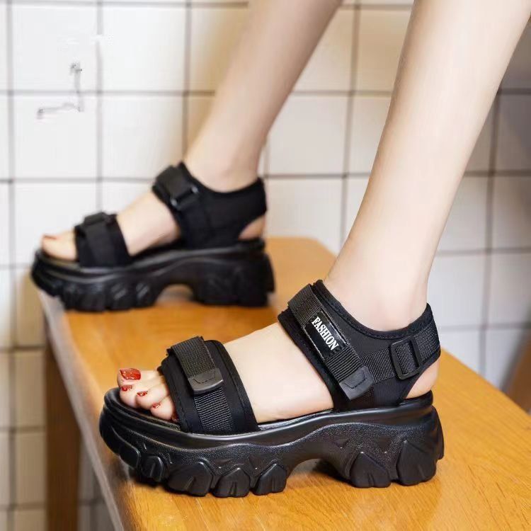 Wedge Heel Sandals Women's High Heel Versatile Muffin Sports Thick Sole Heightening Outer Wear Women's Shoes_vogvips.com