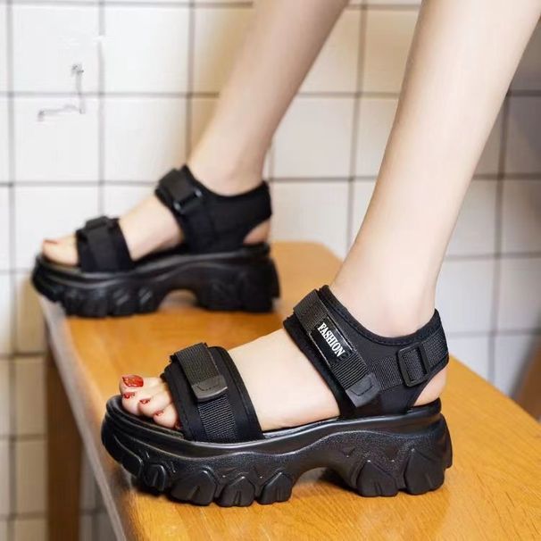 Wedge Heel Sandals Women's High Heel Versatile Muffin Sports Thick Sole Heightening Outer Wear Women's Shoes_vogvips.com