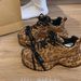 Women's Rhinestone Platform Sneakers Chunky Dad Shoes Fashion Star Studded Lace Up Casual Shoes With Animal Print & Comfortable Wedge Sole_vogvips.com