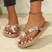 In-stock Foreign Trade , Bohemian Resort Style, Straw, Non-slip Flat Beach Flip-flops For Women_vogvips.com